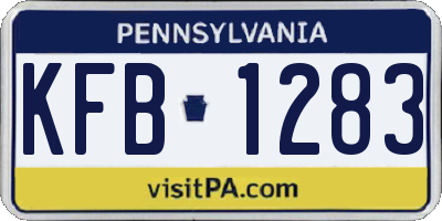 PA license plate KFB1283
