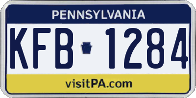 PA license plate KFB1284