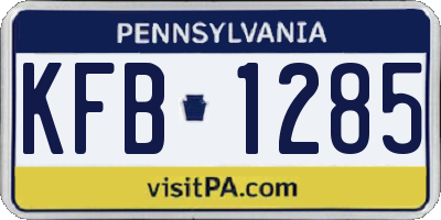 PA license plate KFB1285