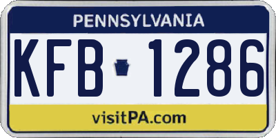 PA license plate KFB1286