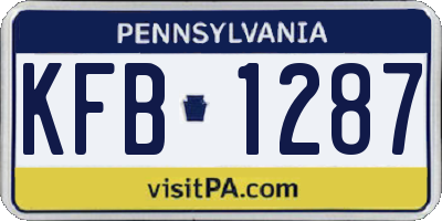 PA license plate KFB1287