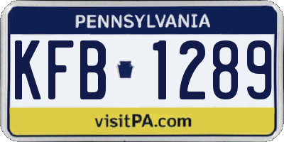PA license plate KFB1289