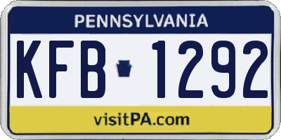 PA license plate KFB1292