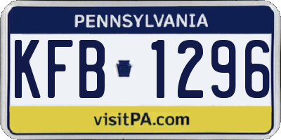 PA license plate KFB1296