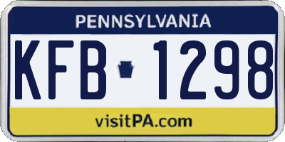 PA license plate KFB1298
