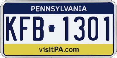 PA license plate KFB1301