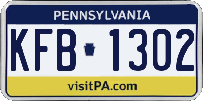 PA license plate KFB1302