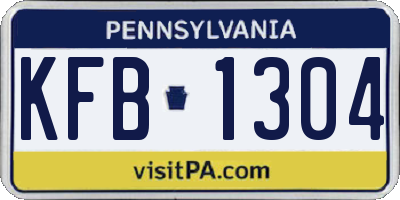 PA license plate KFB1304