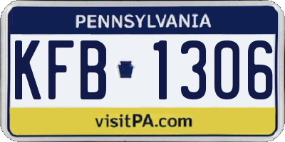 PA license plate KFB1306
