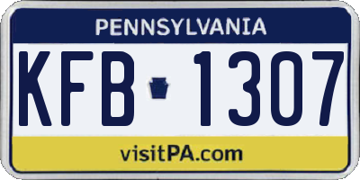 PA license plate KFB1307