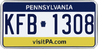 PA license plate KFB1308