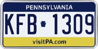 PA license plate KFB1309