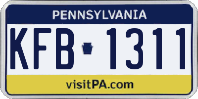 PA license plate KFB1311