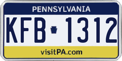 PA license plate KFB1312