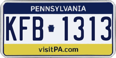 PA license plate KFB1313