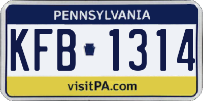 PA license plate KFB1314