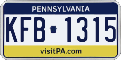 PA license plate KFB1315