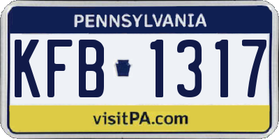PA license plate KFB1317