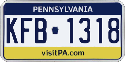 PA license plate KFB1318