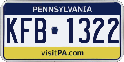PA license plate KFB1322