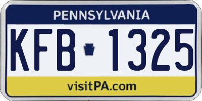 PA license plate KFB1325