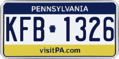 PA license plate KFB1326