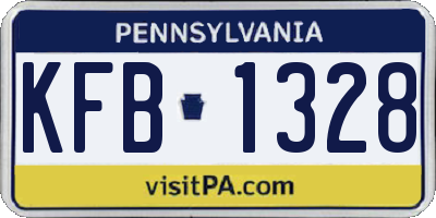 PA license plate KFB1328
