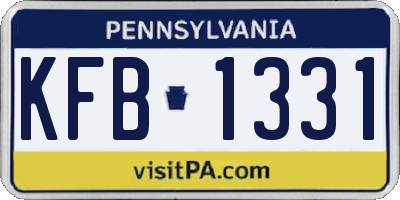 PA license plate KFB1331
