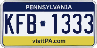 PA license plate KFB1333