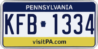 PA license plate KFB1334