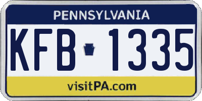 PA license plate KFB1335