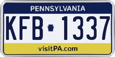 PA license plate KFB1337