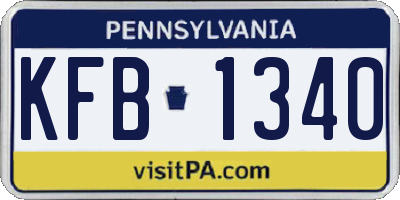 PA license plate KFB1340