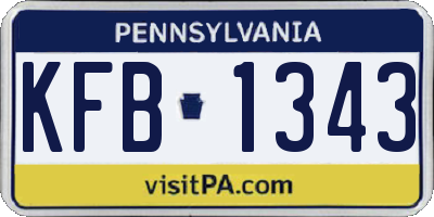 PA license plate KFB1343