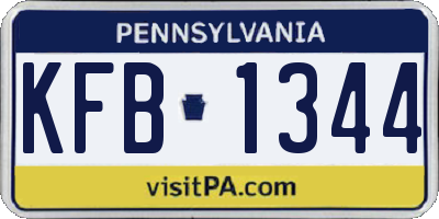 PA license plate KFB1344