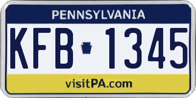 PA license plate KFB1345