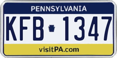 PA license plate KFB1347