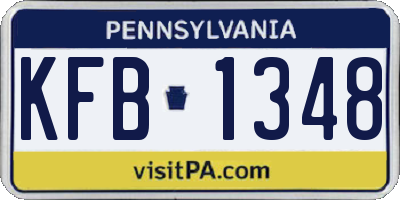 PA license plate KFB1348