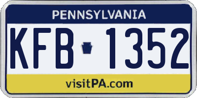 PA license plate KFB1352