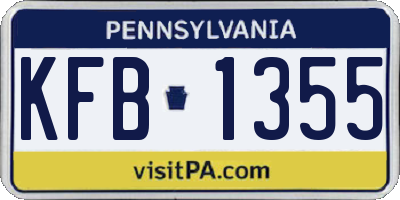 PA license plate KFB1355