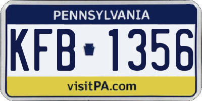 PA license plate KFB1356