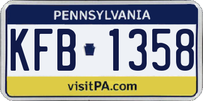 PA license plate KFB1358