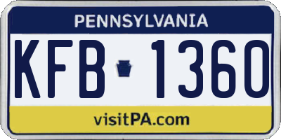 PA license plate KFB1360