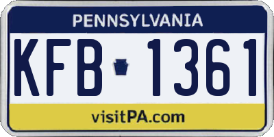 PA license plate KFB1361