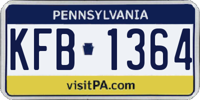 PA license plate KFB1364