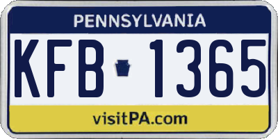 PA license plate KFB1365