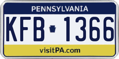 PA license plate KFB1366