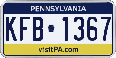 PA license plate KFB1367