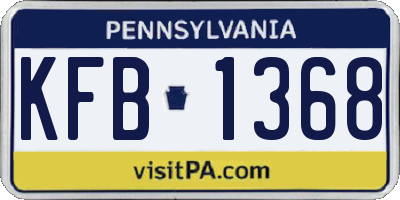 PA license plate KFB1368