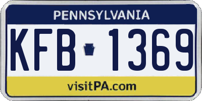 PA license plate KFB1369